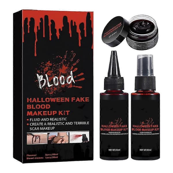 Halloween Falsk Blod Makeup Sæt Realistisk SFX Blod til Kostumefester 1set 50ml+50ml+30ml