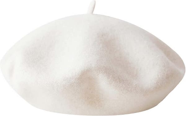 Barn flickor fransk basker hatt konstnär hatt enfärgad varm mössa vinter höst white