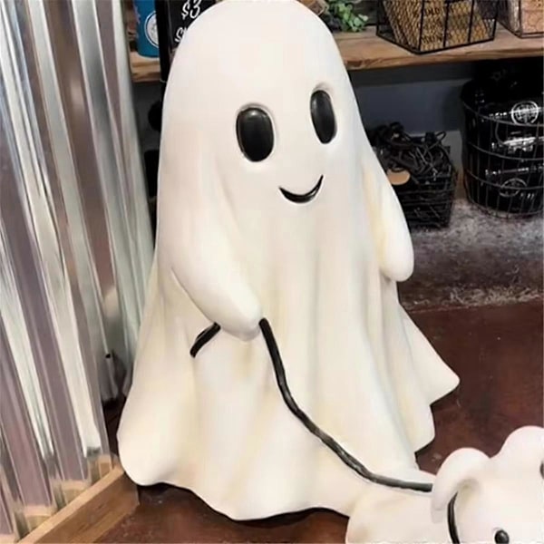 Desktop Dekoration af Spøgelse Gå Hunden Statue Interessant Scary Hvalp Statue Halloween Harpiks Dekoration i MengMeng A