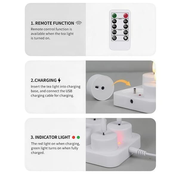 Oppladbar Varmelampe – LED-lys med Kontroll og Timer 280 280 6-Pack