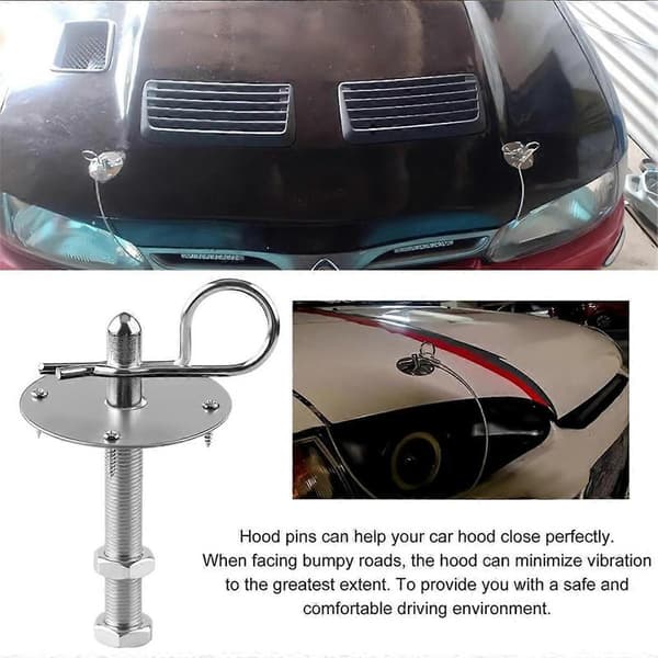 Konepellin lukitussarja autoon, konepellin lukitusklipsisetti Silver