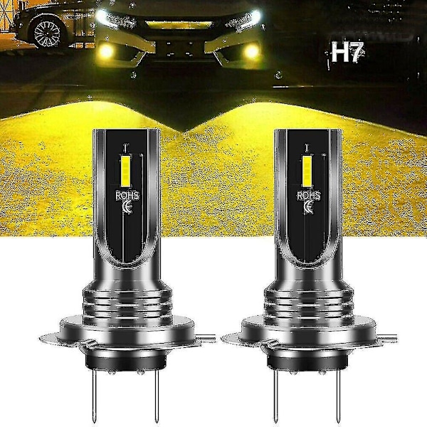 2pc H7 Led Headlight Halogen Bulbs Kit Car Fog Light 3000k Error Free Yellow February3