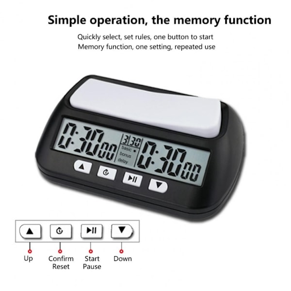 YS YS-902 Sjakk Timer Sjakk Klokke for Go-turnering (Gul Engelsk Versjon)