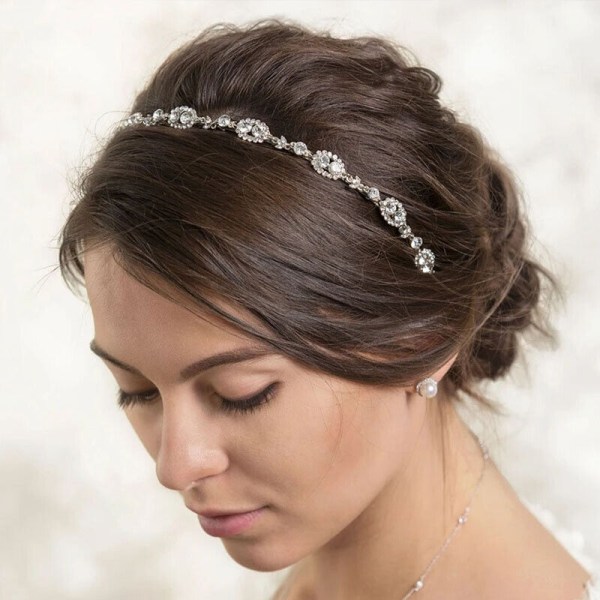 Women Hair Chain Rhinestone Headband Floral Bridal Jewel Headwear Bling fl0031