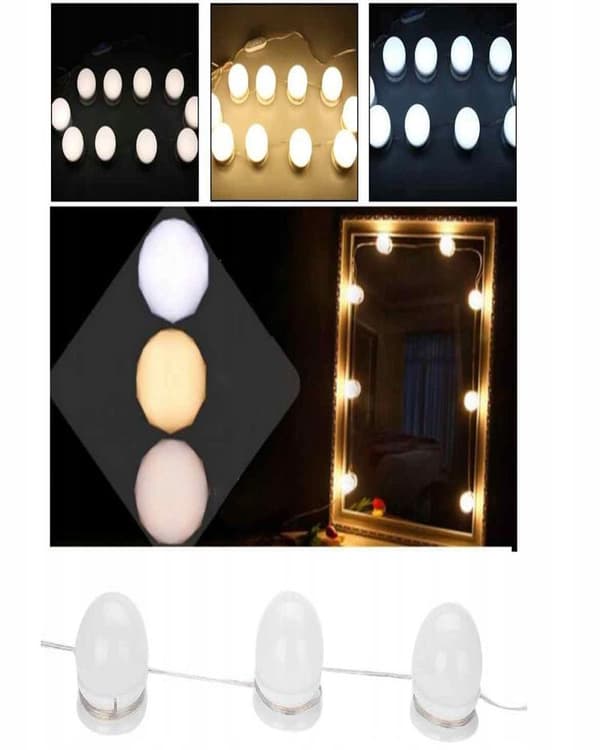 10 st LED Makeup Mirror Lights Vanity - Attaches Around Mirror