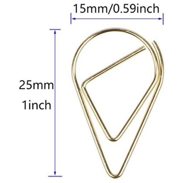 100 st gyllene små gem i rostfritt stål, droppformad tråd, 2,54 cm