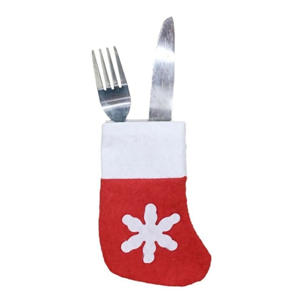 Xmas Stocking Tableware Socks Desktop For Dining-table Red White 12pcs