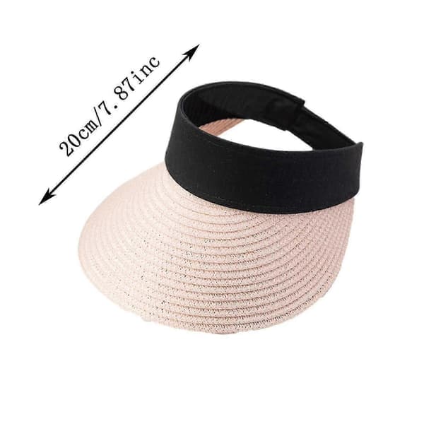 2023 - Damhattar, Mode Dam Tryckt Stickad Bred Rullad Flätad Solhatt Visirhatt Beige (ShiKai)