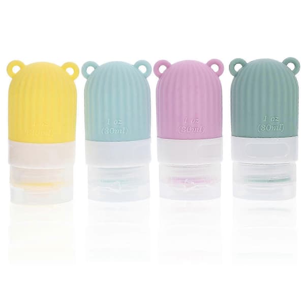 4 stk. silikonreiseflasker, påfyllbare beholdere, klembare væskebeholdere 30 ml