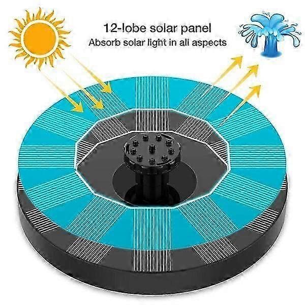 Solar springvandspumpe, 6 dyser, automatisk vandspray 30 - 50 cm