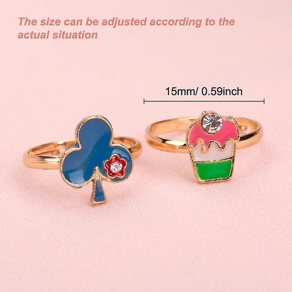 36 st/låda Barns tecknade ringar Godis Blomma Djur Rosett Form Ring Set A2 1 Box