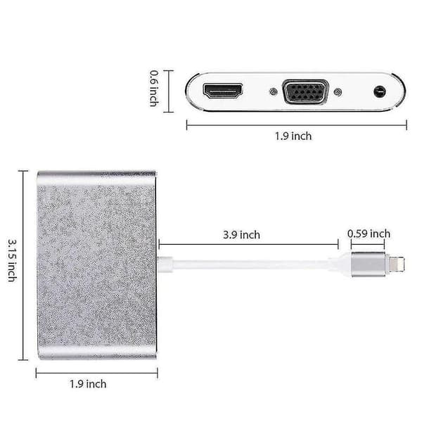 1080p Lightning til HDMI VGA Audio Video Adapter for Apple - Perfekt