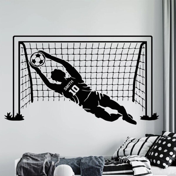Personalized Name Soccer Goalkeeper Wall Decal Boys Teens Bedroom Goal Sticker