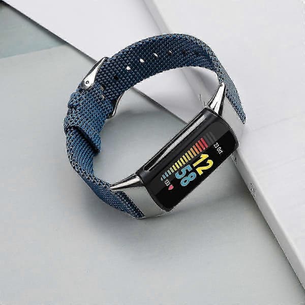 Fitbit Charge 5 Nylon-rem med slidstærkt canvas-design Blue