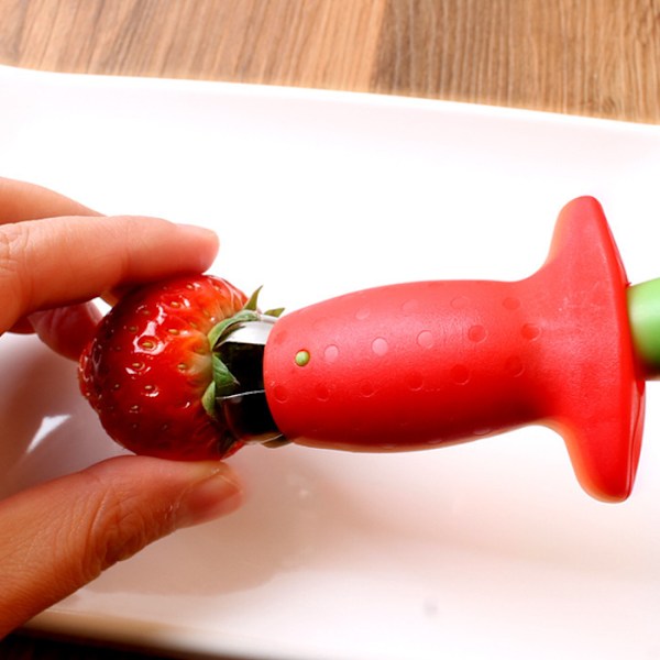 2 stycken fruktskivare i rostfritt stål skärande jordgubbsskivare verktyg kreativ fruktskivare för jordgubbar