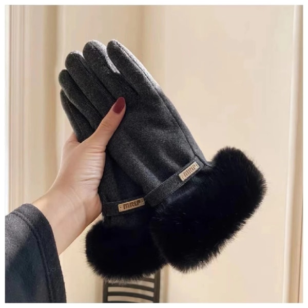 Autumn Winter Keep Warm Touch Screen Thin Cashmere Solid Simple Gloves Cycling Drive Suede Fabric Elegant Windproof