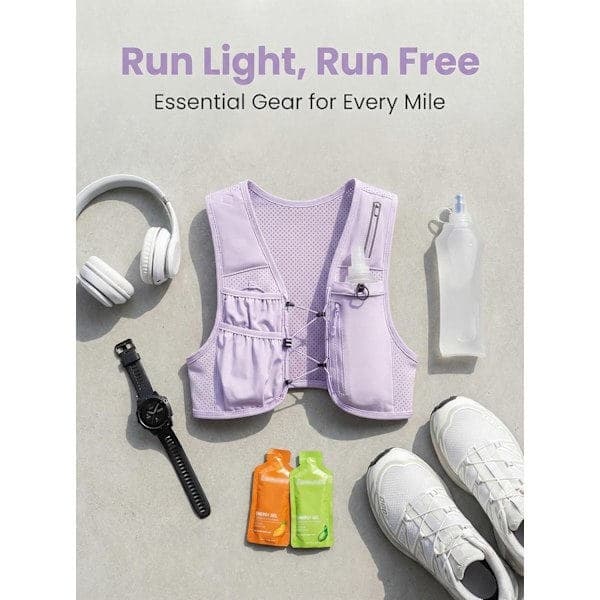 Men's and Women's Running Vest, 500ml Soft Flask Included, Lightweight Reflective Hydration Backpack with Adjustable Straps Pink*-F2-
