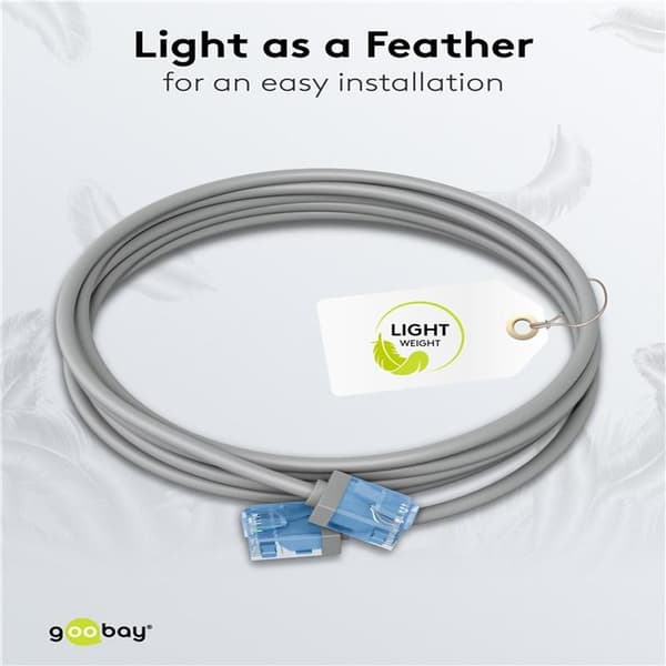 Ultrafleksibel patchkabel CAT 6A, slank, U/UTP, grå Grå