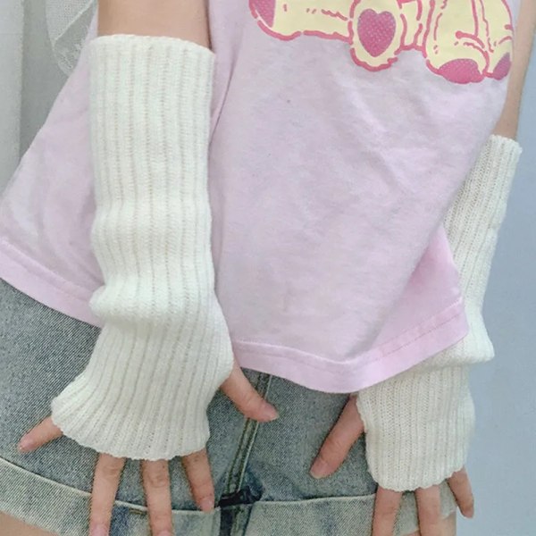 Fingerless Gloves Women‘s Mitten Winter Arm Warmer Knitted Arm Sleeve Casual Soft Girls Y2K Goth Clothes Punk Gothic Glove