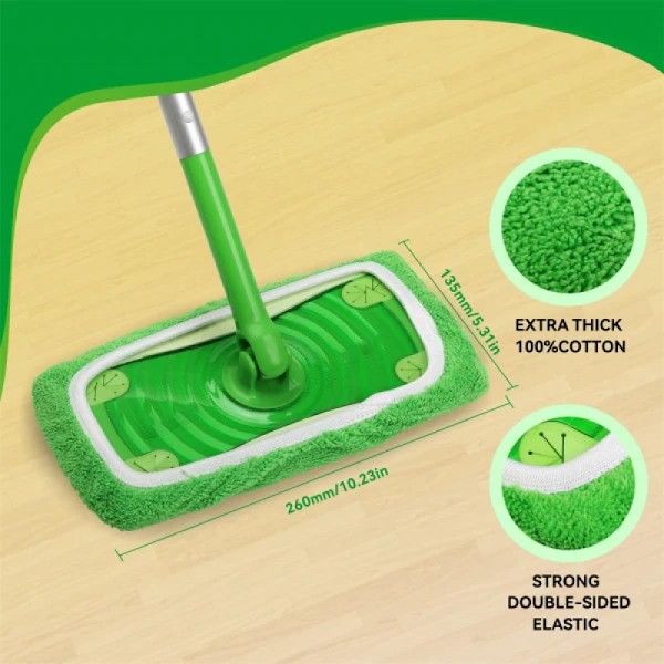 Swiffer Sweeper Mop erstatningsdynor, kluter for Swiffer gulvmopp, gjenbrukbar overtrekk 4 st