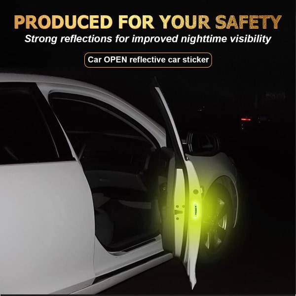 4 kpl auton oven varoitusheijastintarrat, yö näkyvyys autoturvallisuus kehote tarrat, törmäyssuojakaista (vihreä)