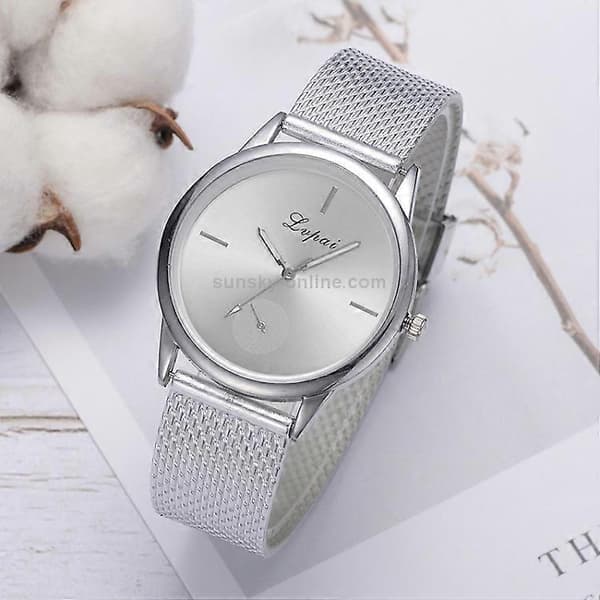 lvpai Dame Enkel Kvarts Mesh Belteklokke Silver