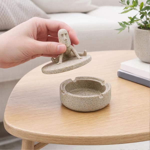 Yoga Pose Askfat – Moai Staty & Förseglat Lock – för Hemmakontorsinredning 1pc