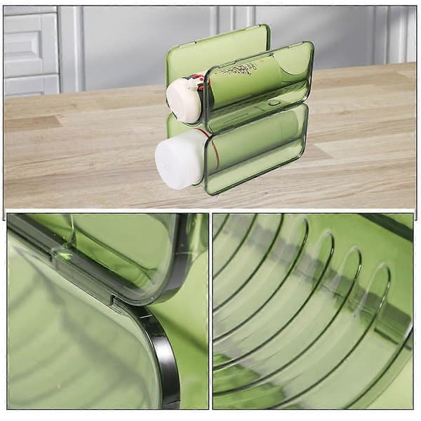 Vandflaskeholder i plast – 5 stk. stabelbart opbevaringssystem Green