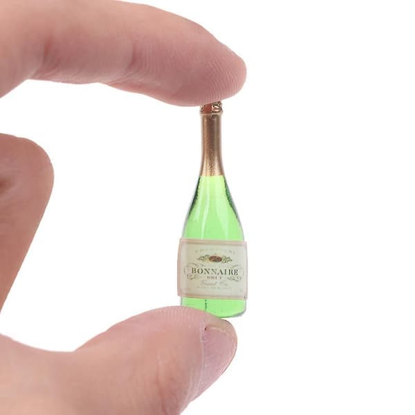 2 st/set Dockhus Champagne Dryckesflaskor 1/12 Skala Mini Dockhusinredning Green 1 Set