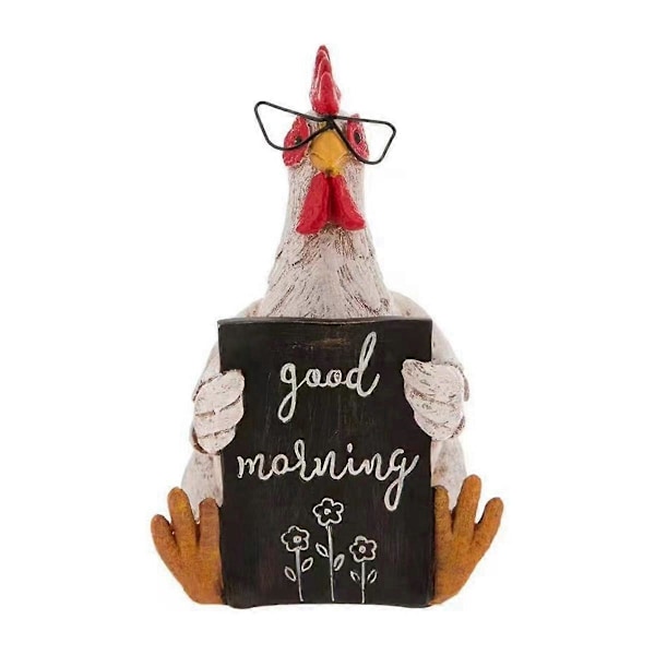 Funny Rooster Hen Good Morning Resin Status Desktop Home Cute Rooster Hens Figurines Ornament Garden Accessories Gifts B