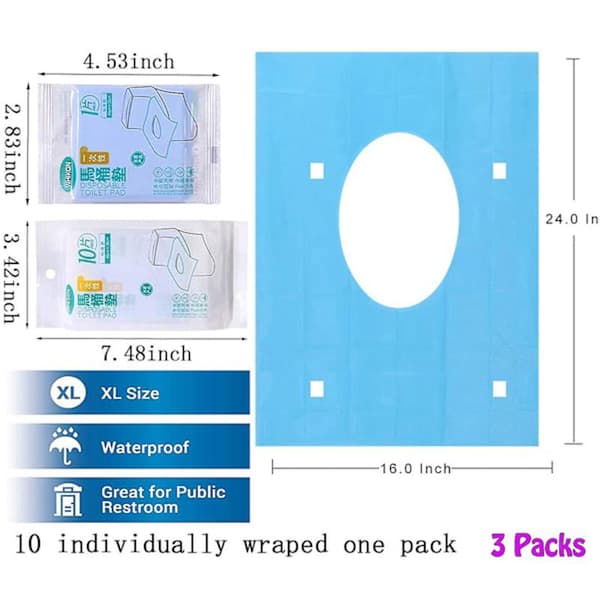 Disposable Toilet Seat Covers Extra Large Waterproof, 30-Pack