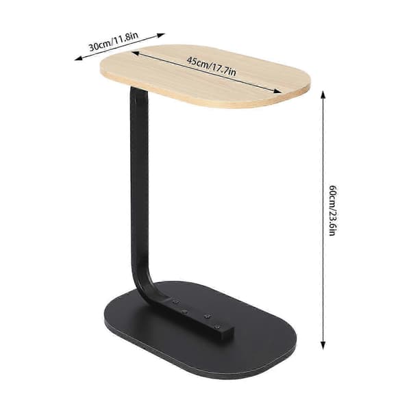 C-shaped Side Table Freestanding Coffee Table Log Black