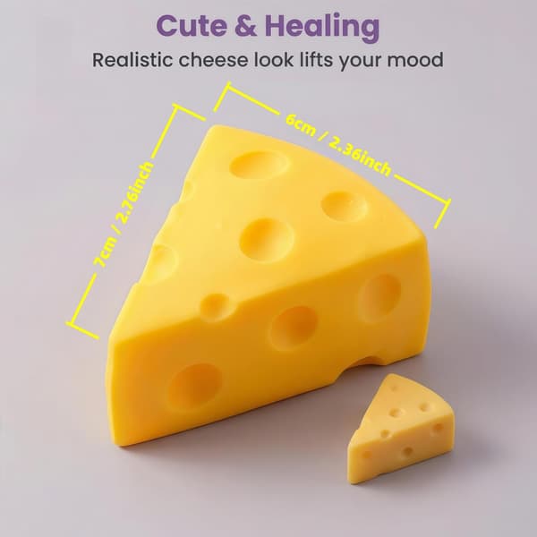 Cheese Cube Squishy, Fake Cheese Squeeze Block Calming Fidget Toys for Adults Triangle-5cm