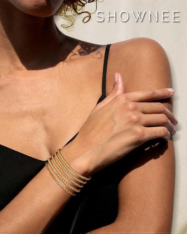 Gul perlearmbånd til kvinder 14K guldbelagte armbånd Guld strækperle kugle