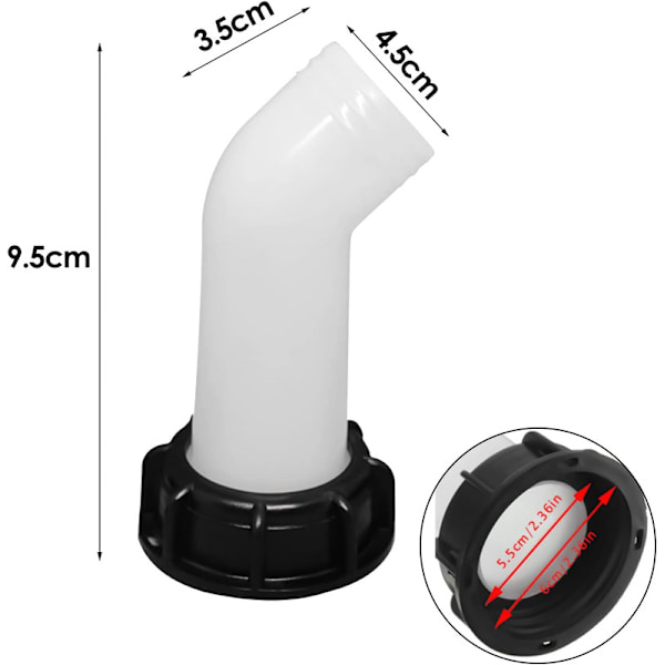 2 st tappningsrör med mutter IBC 1000L, vattenbehållare munstycksförlängningsventilanslutning, slangmunstycke IBC adapter vattentank