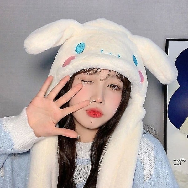 Sød Sanrio-hat Cinnamoroll Tilbehør Kawaii Hold Varmen Forskønnende Hat Ører Bevægelige Anime Bløde Legetøj Til Piger Gave-WELLNGS