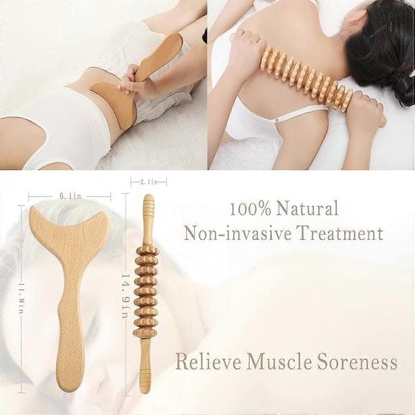 Trä Terapi Massageverktyg Maderoterapi Kit Kroppsskulpteringsverktyg för Lymfdränage och Anti-Celluliter. Trä Massagerulle
