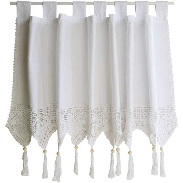 Gardinkappa Elegant Bomullsfönster med Pomponer, Ljusfiltrerande, Dekorativ Övre Del för Vardagsrum, Matsal, Café, 1 Panel
