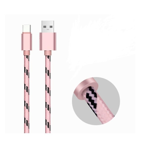 Fempack 3m Flettet USB Ladekabel Type-C for Samsung Huawei