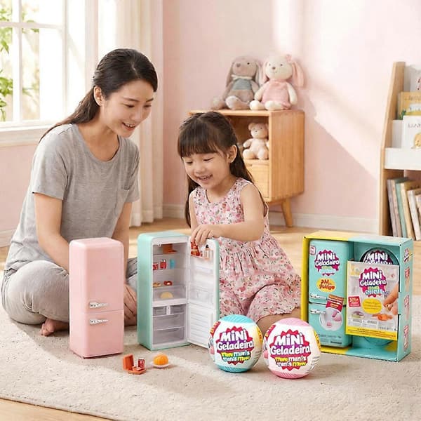 Mini Brands Fyll Kylskåpet Lekset Med 2-pack Kapsel Läcker Mat Mystisk Blindlåda Leksak Samlarprydnader Barnpresenter Pink
