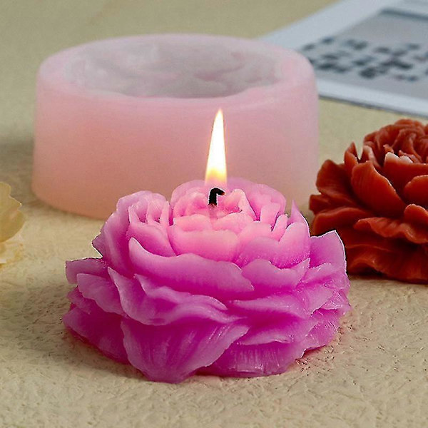 DIY Stor Pæonblomst Lys Silikoneform Lysfremstilling Håndværk Bageforme