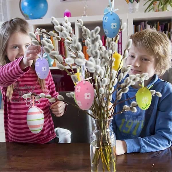 Påskeæg Dekorativ Gave, DIY Malet Simulerede Plastikæg F7B1 B 1set