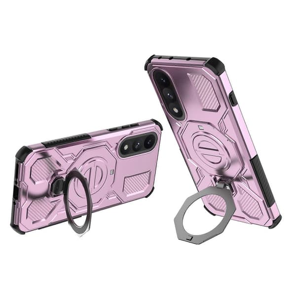 Magnetisk deksel for OnePlus Nord 5 5G roterende metallstativ PC + TPU bakside Pink