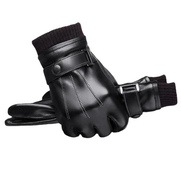Leather Gloves Unisex Black Warm Mittens For Driving Riding Full Finger Touch Screen Guantes Outdoor Windproof Glove