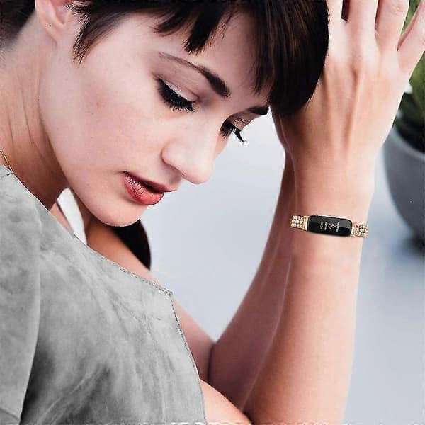 For Fitbit Inspire 3 Rhinestone Dekor Legering Håndleddsrem Erstatning Smartklokkebånd Style B