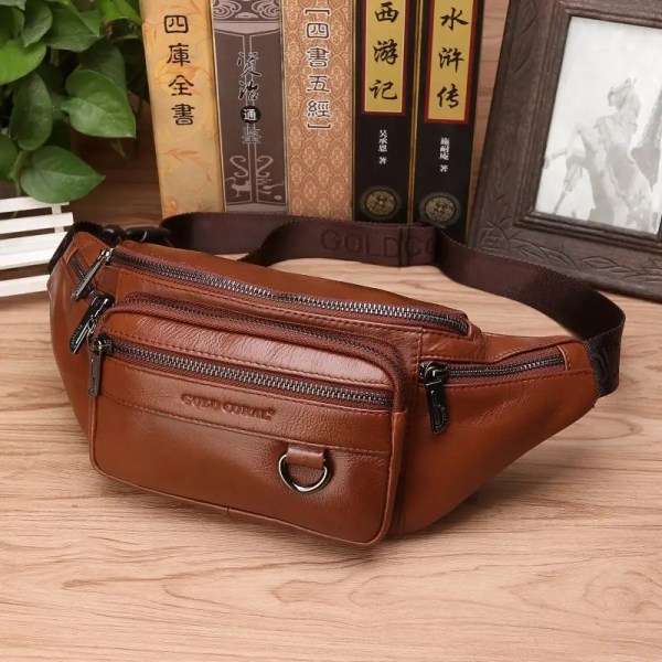 Genuine Leather Waist Chest Bags Pouch Single Shoulder Cross Body Bags High Quality Natural Skin Hip Bum Fanny Belt Pack
