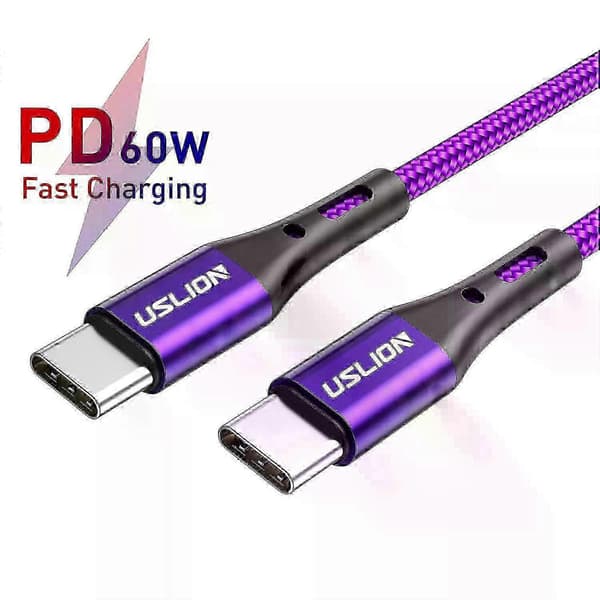 Sikkerhed PD 60W Type C til Type C Kabel 3A USB C Hurtigopladningskabel til iPhone Xiaomi Redmi Huawei Samsung Tablets Laptops 0.5M/1M/2M/3M Red 2M