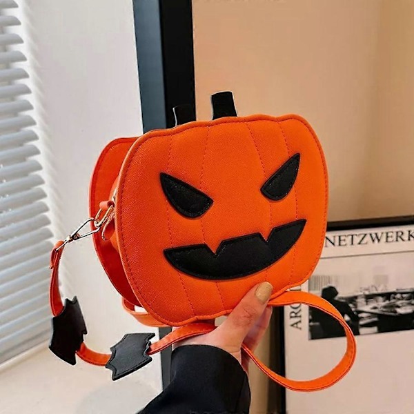 Halloween Kreativ Tegneserie Gresskar Crossbody Bag, Skummel Gresskar Crossbody Bag Orange big mouth