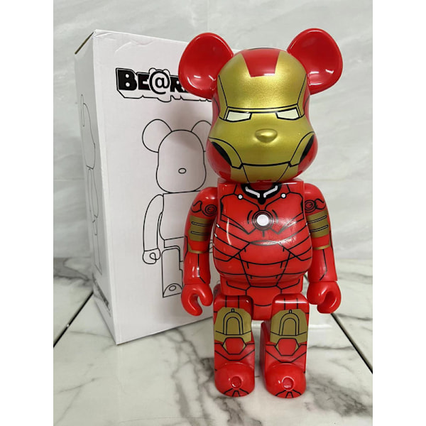 Bearbricks 400% voldelig bjørn byggeklodser bjørnmodel håndlavet samlerlegetøj gave mode ornament skulptur statue 28C Iron Man B