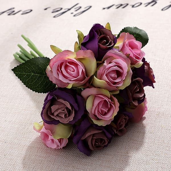 Artificial Rose Bouquet with 24 Heads, Silk Flower with Stem B